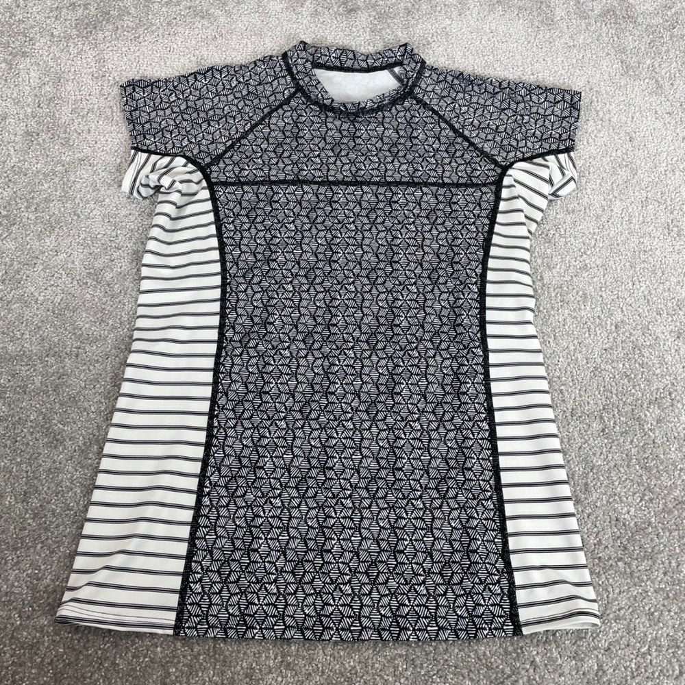 Patagonia Rash Guard Womens Large Short Sleeved Micro Swell Geometric Stripe